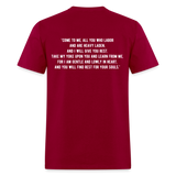 Matthew 11:28-29 Unisex Classic T-Shirt - dark red