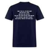 Matthew 11:28-29 Unisex Classic T-Shirt - navy