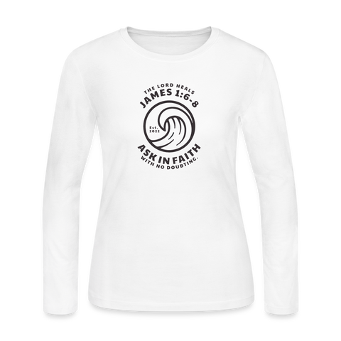 Ask In Faith Women's Long Sleeve Jersey T-Shirt - white