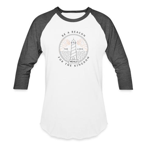 Be A Beacon Unisex Baseball T-Shirt - white/charcoal