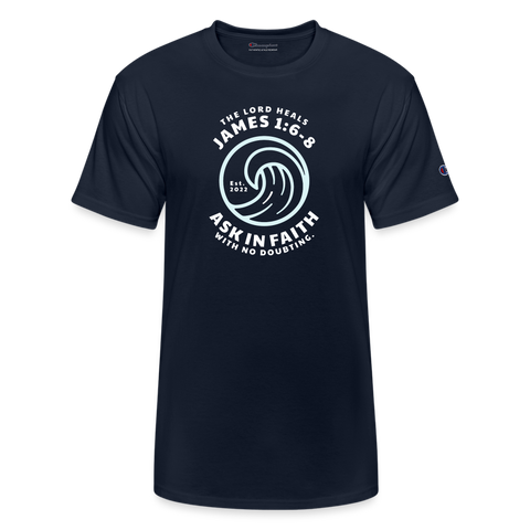 Ask In Faith Light Blue Wave Champion Unisex T-Shirt - navy