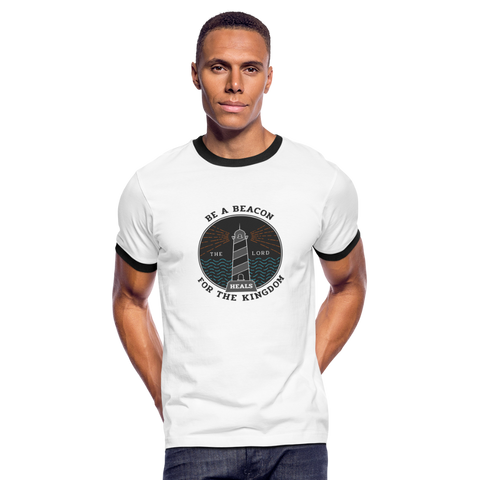 Be A Beacon- Men's Ringer T-Shirt - white/black